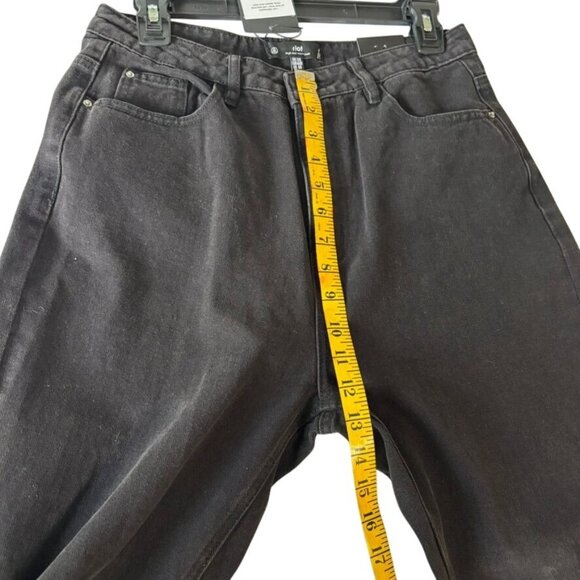 Missguided Busted Knee High-Rise Mom Jeans Black Denim US 8R Distressed Casual - Picture 9 of 11